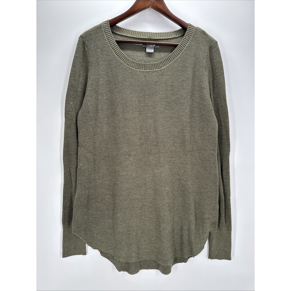 Bass Pro Shops Natural Reflections Women Olive Green Knit Crew Neck Sweater L
